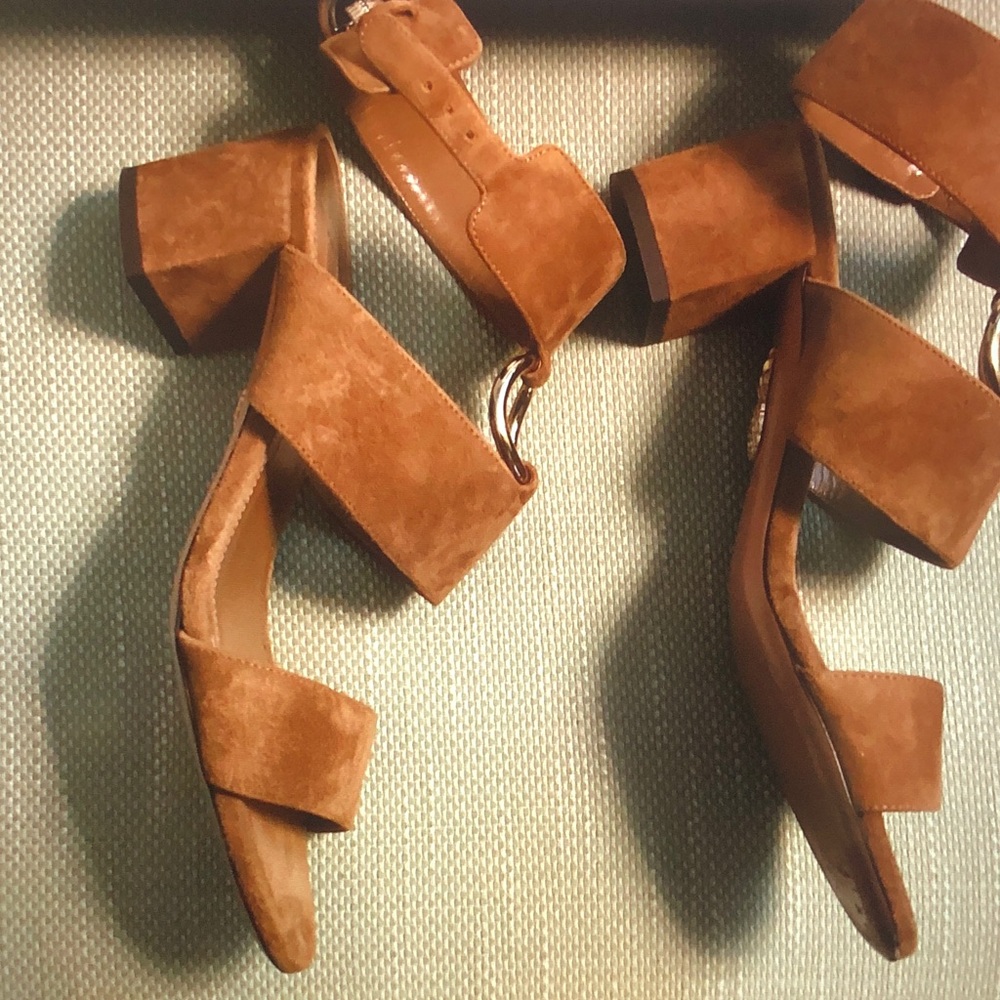 Aquazzura Suede Ankle-Strap Heels in Cognac Brown - Picture 4 of 8
